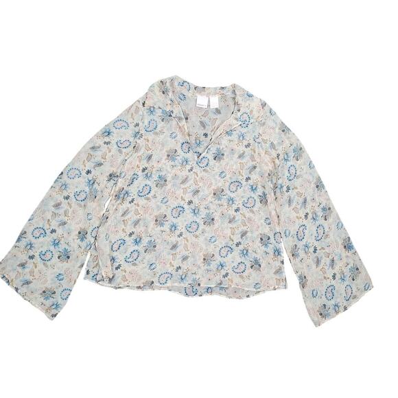 Xhilaration Floral Sheer Blouse Women Size Small Whimsical Cottagecore Vibes - Picture 8 of 10